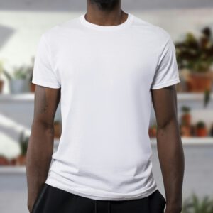 Man wearing white t-shirt